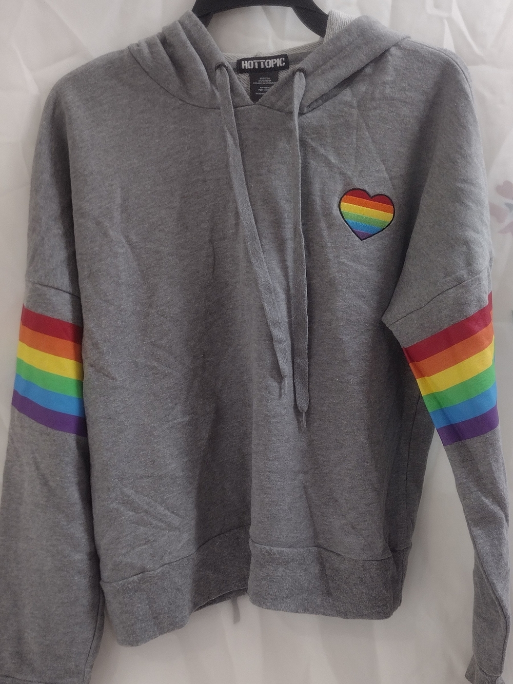 Hot Topic Gray Pullover Hoodie with Drawstring Hood